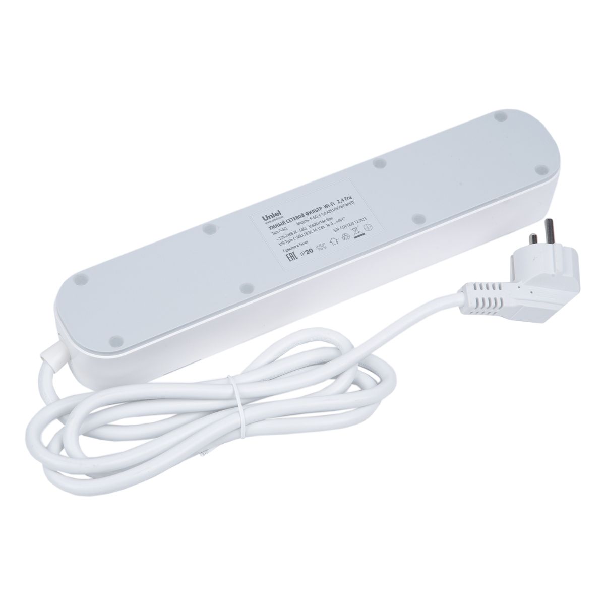 фото умный сетевой фильтр uniel p-gcl4-1,8 a201/uc/wf white | 220svet.ru