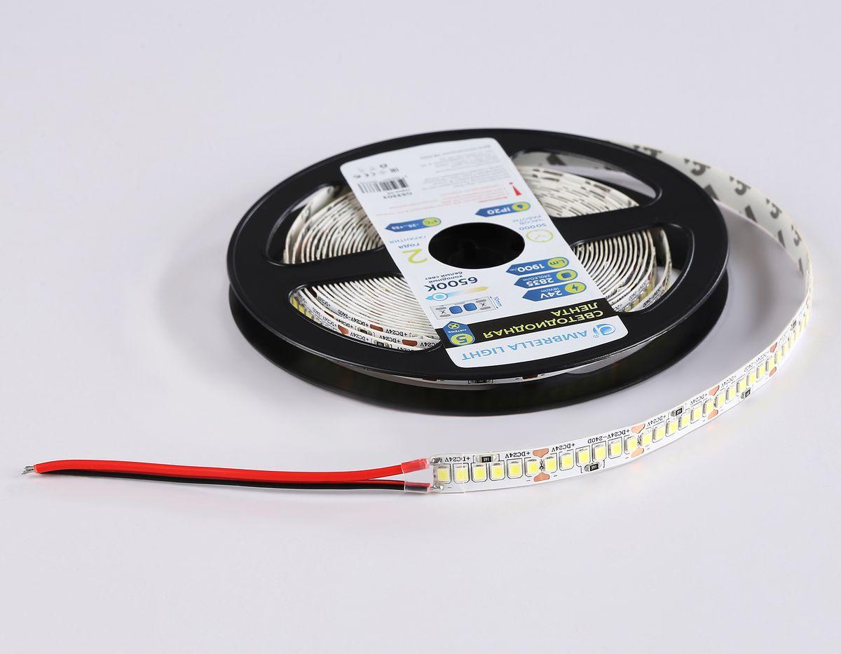 фото светодиодная лента холодный белый ambrella light 18w/m 240led/m 2835smd 6500к 5m gs3303 | 220svet.ru