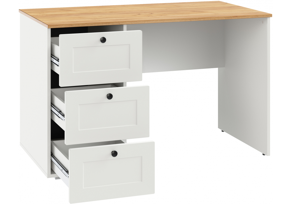 фото письменный стол woodville опра белый шагрень / дуб золотой craft 676810 | 220svet.ru