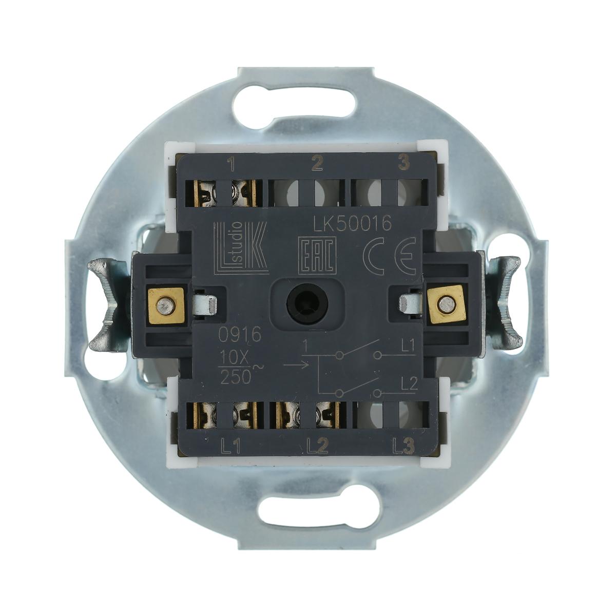 фото выключатель lk studio двухклавишный (схема 5) 16 a, 250 b (белый) vintage 881104-1 | 220svet.ru