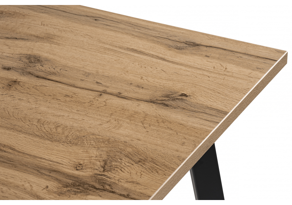 фото стол деревянный woodville тринити лофт 140 25 мм дуб вотан / черный матовый 489624 | 220svet.ru