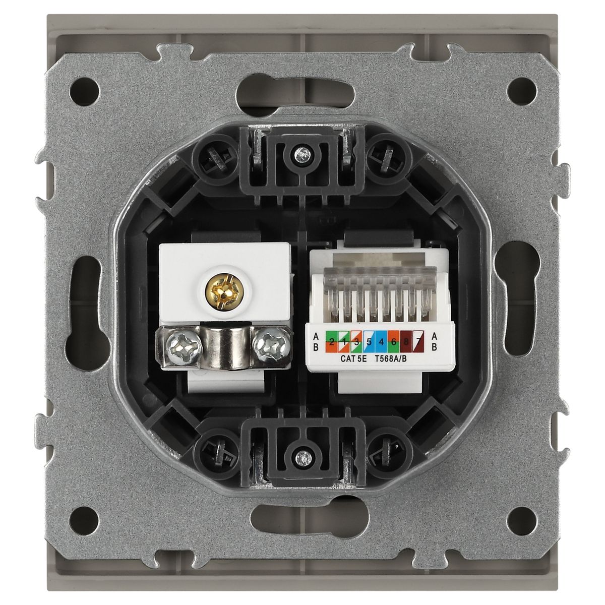 фото розетка эра arktik 16-3110-07 комбинированная rj45+tv титан б0070500 | 220svet.ru