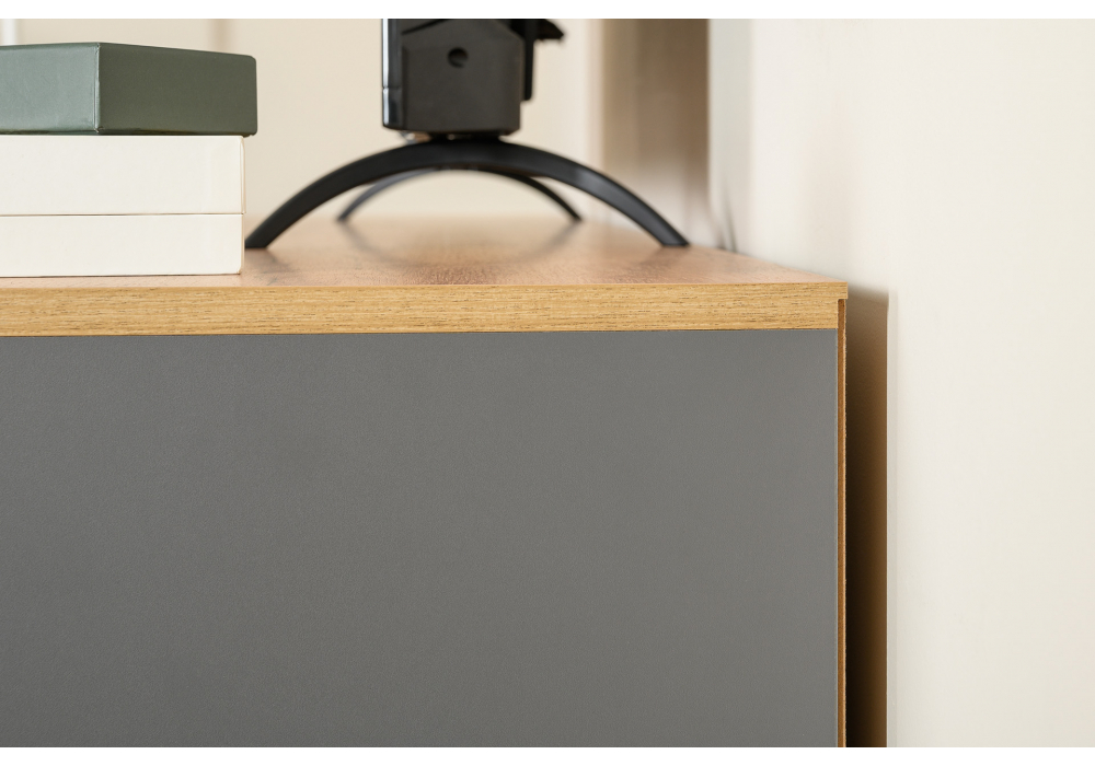 фото тв-тумба woodville опра серый графит / дуб золотой craft 676803 | 220svet.ru