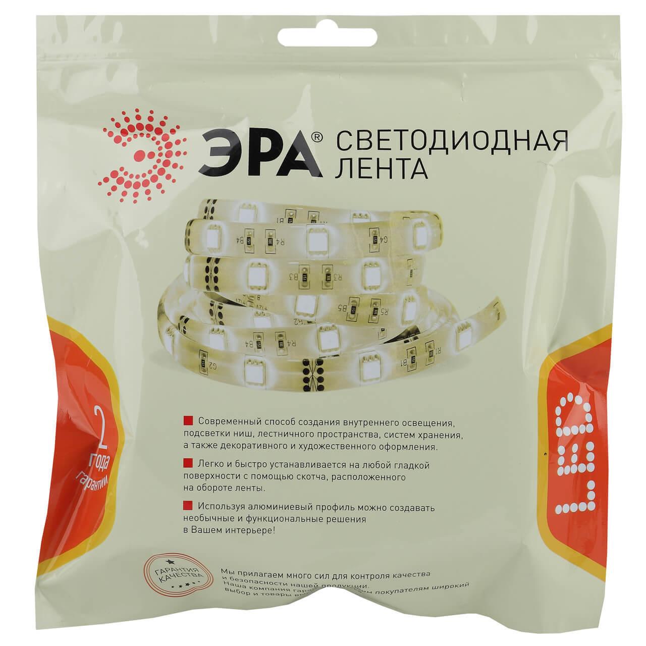 фото светодиодная лента эра 28,8w/m 280led/m 2835smd теплый белый 2,5m ls2835-28,8-280-24-33-3000к-quadruple-2,5m б0043106 | 220svet.ru