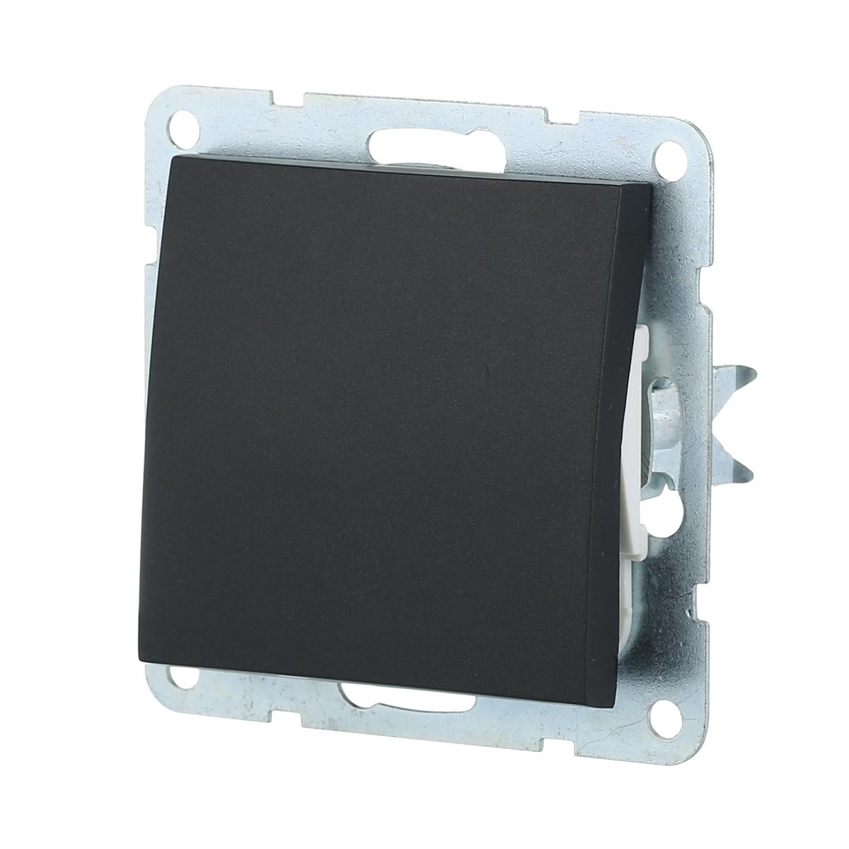 фото выключатель-кнопка lk studio 1-кл.(схема 1т) 16 a, 250 b (черный бархат) lk60 860508-1 | 220svet.ru