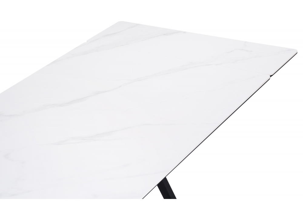 фото керамический стол раздвижной woodville вилсон 160(220)х89х75 белый мрамор snow white / черный 612880 | 220svet.ru