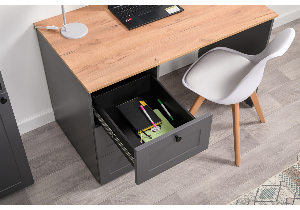 фото письменный стол woodville опра серый графит / дуб золотой craft 676811 | 220svet.ru