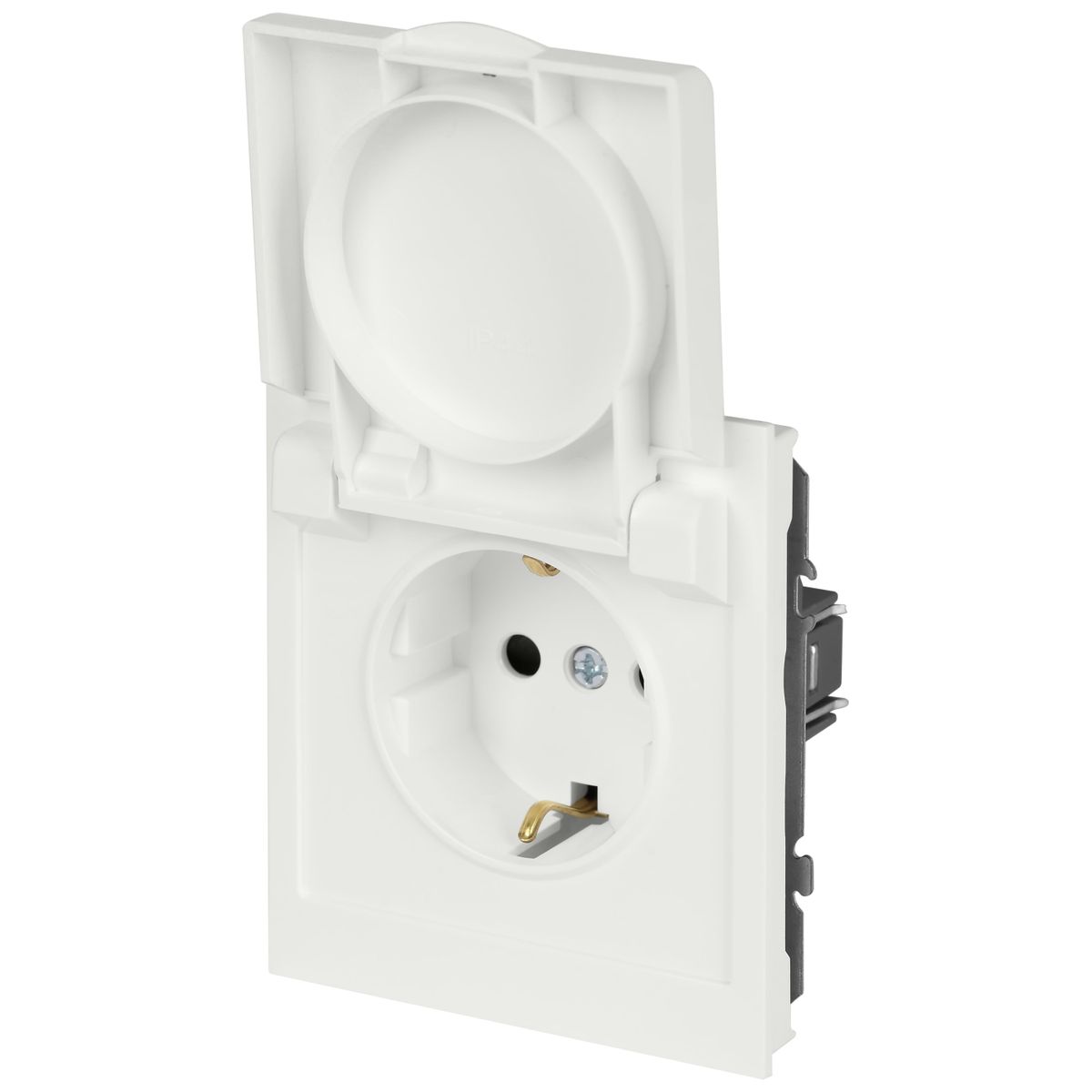 фото розетка эра arktik 16-2103-08 с заземлением 2p+e schuko со шторками с крышкой 16а-250в белый матовый б0070441 | 220svet.ru