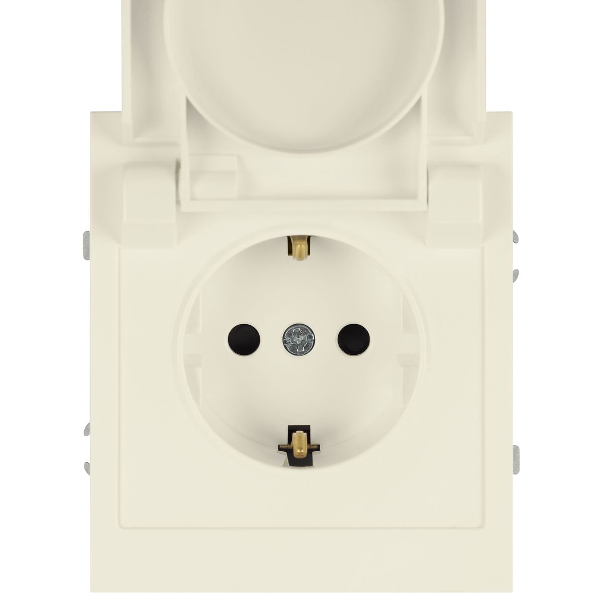 фото розетка эра arktik 16-2103-02 с заземлением 2p+e schuko со шторками с крышкой 16а-250в слоновая кость б0070435 | 220svet.ru