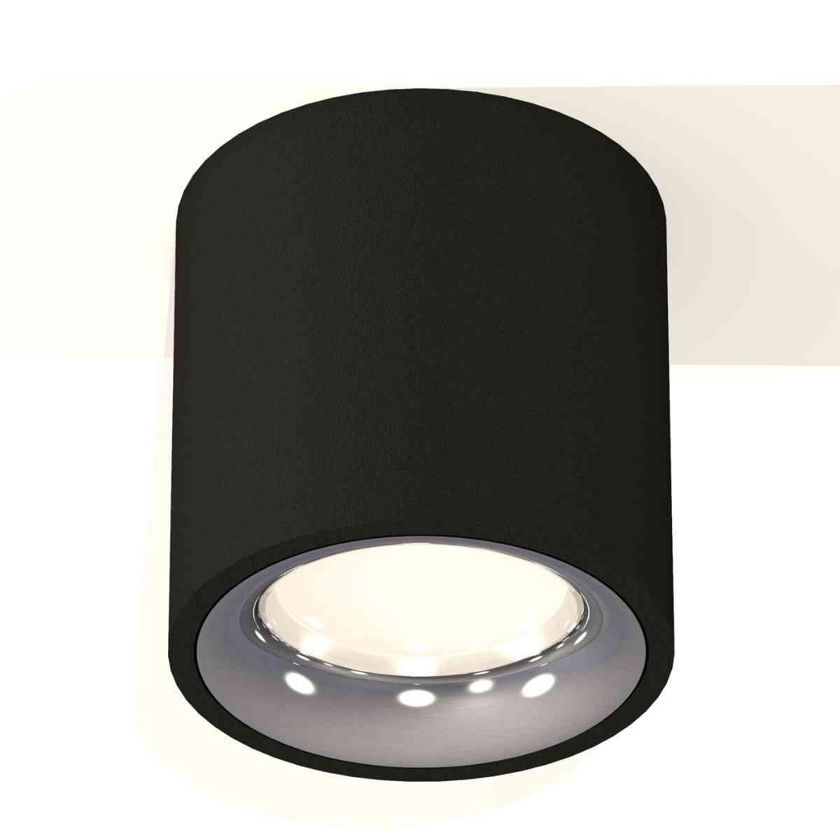 фото комплект накладного светильника ambrella light techno spot xs7532022 sbk/psl черный песок/серебро полированное (c7532, n7012) | 220svet.ru