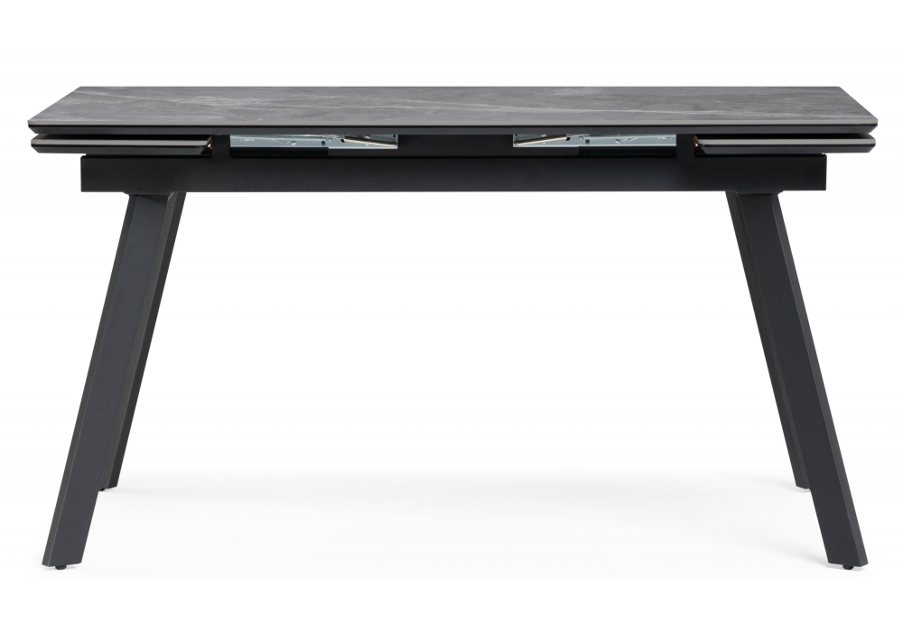 фото керамический стол раскладной 140(200)х80  woodville норман серый мрамор larka grey / черный 612198 | 220svet.ru