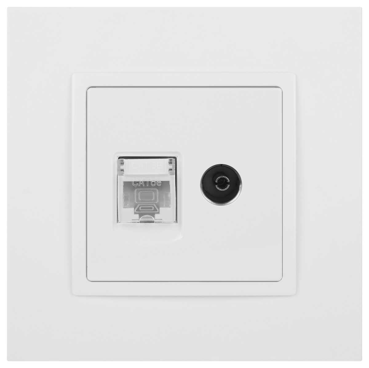 фото розетка эра elegance 14-3110-01м rj45+tv, белый матовый б0065767 | 220svet.ru