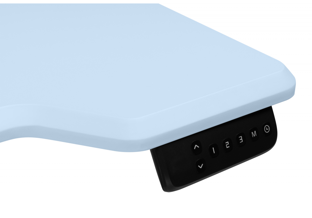 фото компьютерный стол регулируемый woodville маркос 120х75 голубой / черный 614594 | 220svet.ru