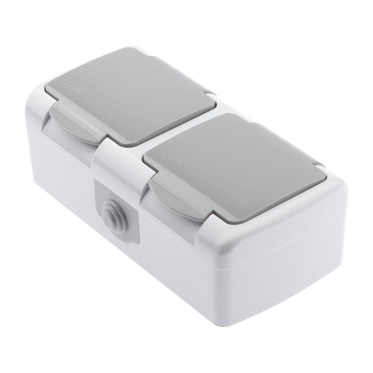 фото розетка двойная эра schuko 2x2p+e 16a 250v с крышкой 5-204-03 б0051061 | 220svet.ru