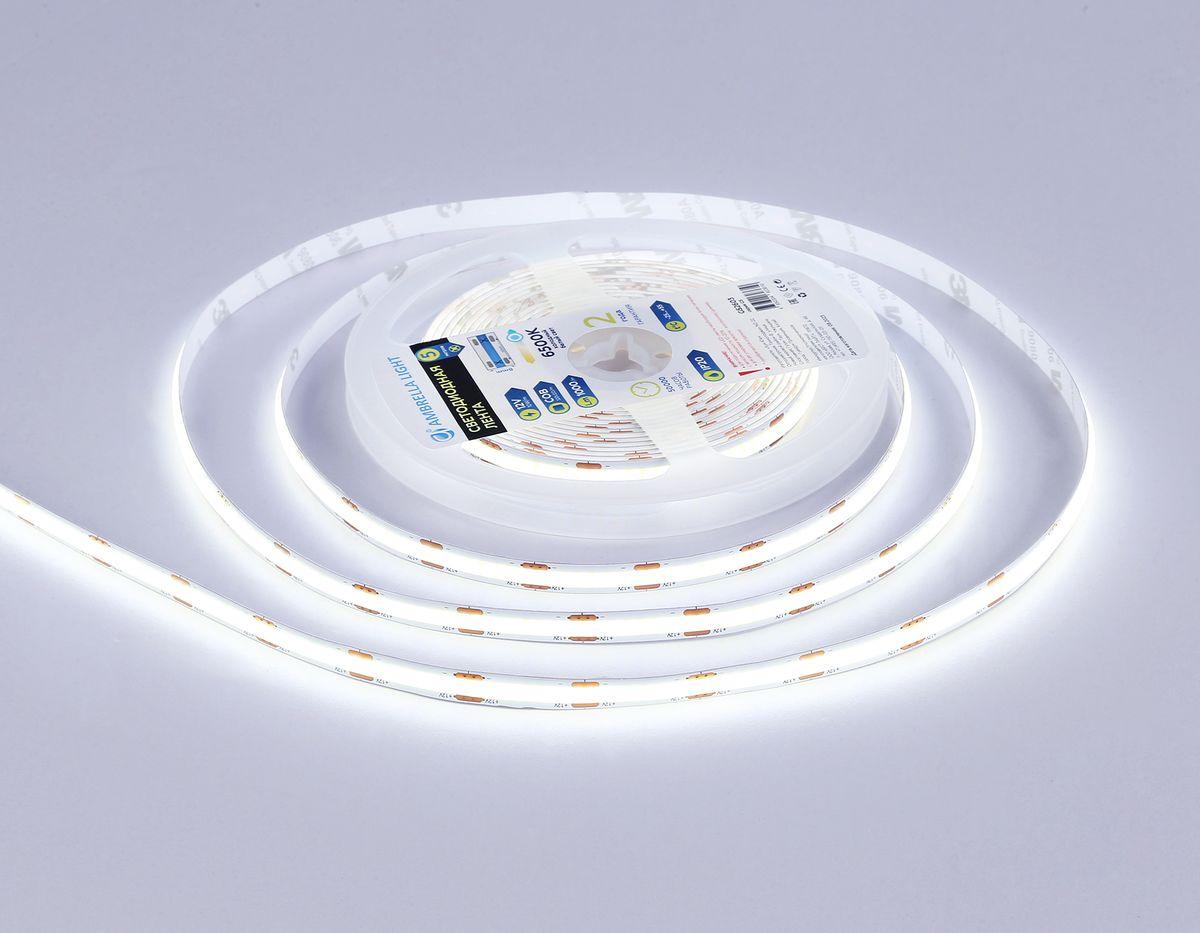 фото светодиодная лента холодный белый ambrella light 10w/m 320led/m cob 6500к 5m gs2603 | 220svet.ru