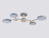 Миниатюра фото потолочная светодиодная люстра на штанге ambrella light linetech fl fl4859/4 gr/wd | 220svet.ru