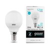 Миниатюра фото лампа светодиодная gauss e14 12w 4100k матовая 53122 | 220svet.ru
