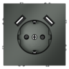 Миниатюра фото розетка встраиваемая с заземлением и защитными шторками, 16а, с usb, a+a voltum s70 vls040406 (титан) | 220svet.ru