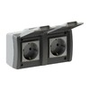 Миниатюра фото розетка 2к+з двойная mono electric octans ip54 16a 250v с крышкой винтовое подключение бело-серый 154-020007-120 | 220svet.ru
